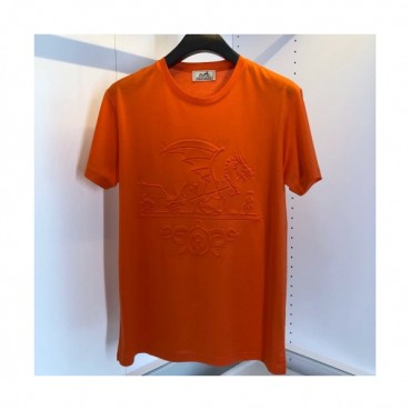 Hermes 2020 Mens Crew-neck Silket Short Sleeved Tshirts 
