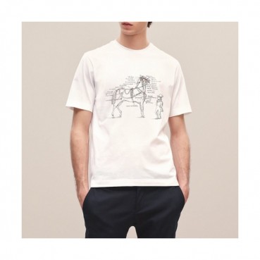 Hermes 2020 Mens Crew-neck Silket Short Sleeved Tshirts 