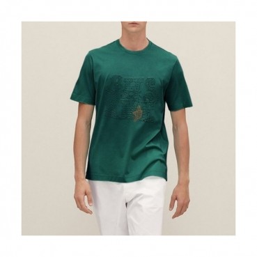 Hermes 2020 Mens Crew-neck Silket Short Sleeved Tshirts 