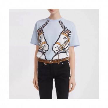 [버버리]Burberry 2020 Mm/Wm Logo Crew-neck Silket Short Sleeved Tshirts 