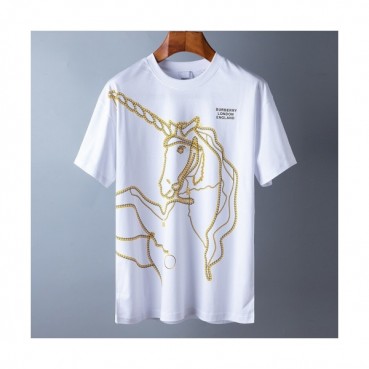 [버버리]Burberry 2020 Mens Logo Crew-neck Silket Short Sleeved Tshirts 