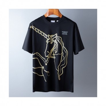 [버버리]Burberry 2020 Mens Logo Crew-neck Silket Short Sleeved Tshirts 