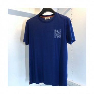 Hermes 2020 Mens Crew-neck Silket Short Sleeved Tshirts 