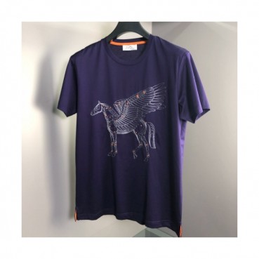 Hermes 2020 Mens Crew-neck Cotton Short Sleeved Tshirts 