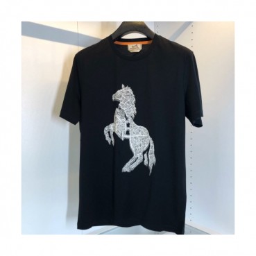 Hermes 2020 Mens Crew-neck Silket Short Sleeved Tshirts 