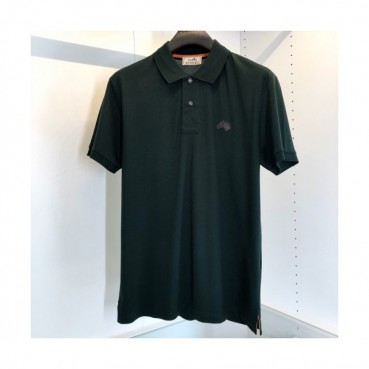 Hermes 2020 Mens Crew-neck Silket Short Sleeved Polo Tshirts 