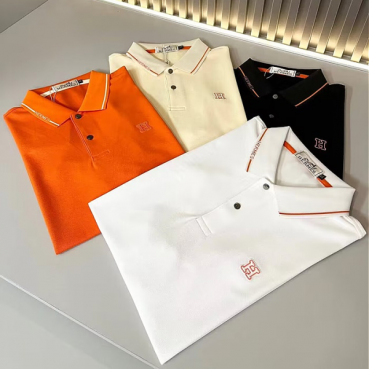 Hermes 2024 Mens Crew-neck Short Sleeved Polo Tshirts 