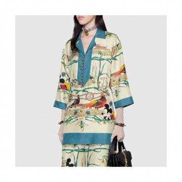 Gucci Womens Silk Short Sleeved Tshirts - 구찌 여성 실크 반팔 티셔츠 