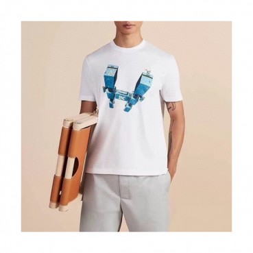 Hermes 2020 Mens Crew-neck Silket Short Sleeved Tshirts 