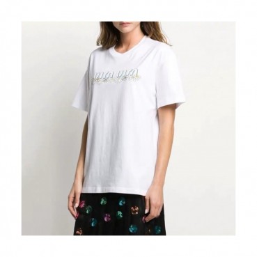 [미우미우]Miumiu 2020 Ladies Cotton Short Sleeved Tshirt - 미우미우 2020 여성 코튼 반팔티 Miu0179x.Size(s 