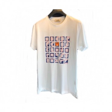 Hermes 2020 Mens Crew-neck Silket Short Sleeved Tshirts 