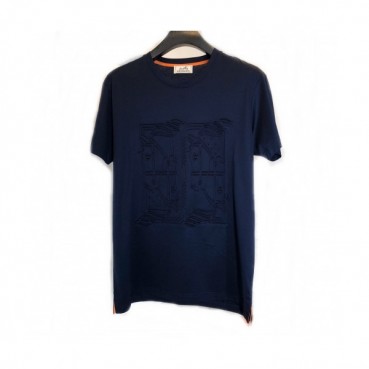 Hermes 2020 Mens Crew-neck Silket Short Sleeved Tshirts 