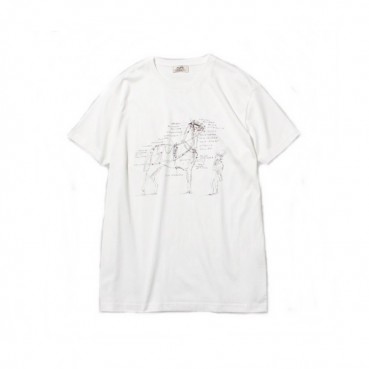 Hermes 2020 Mens Crew-neck Silket Short Sleeved Tshirts 