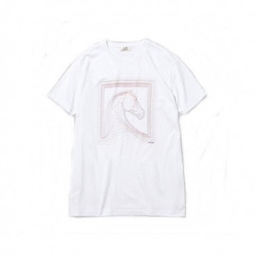 Hermes 2020 Mens Crew-neck Silket Short Sleeved Tshirts 