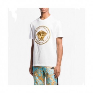 [베르사체]Versace 2020 Mens Logo Silket Short Sleeved Tshirts - 베르사체 2020 남성 메두사 실켓 반팔티 Ver0500x.Size(s 