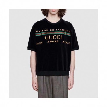 [매장판]Gucci 2020 Mm/Wm Logo Velvet Short Sleeved Tshirts - 구찌 2020 남자 로고 벨벳 반팔티 Guc02000x.Size(m 