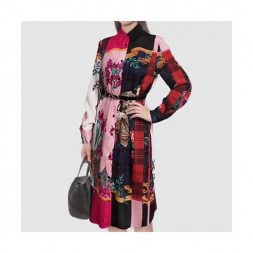 Ferragamo 2020 Womens Trendy Flower Silk Long Tshirts - 페라가모 2020 여성 트렌디 플라워 실크 롱 티셔츠 Fer0300x.Size(s 