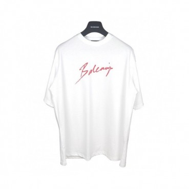 Balenciaga 2019 Mm/Wm Oversize Logo Cotton Short Sleeved Tshirt - 발렌시아가 남자 오버사이즈 로고 코튼 반팔티 Bal014x.Size(xs 