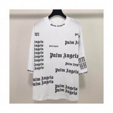Palm Angels 2019 Mens Neck Logo Cotton Short Sleeved Tshirt - 팜 엔젤스 남성 넥로고 코튼 반팔티 Palm002x.Size(s 