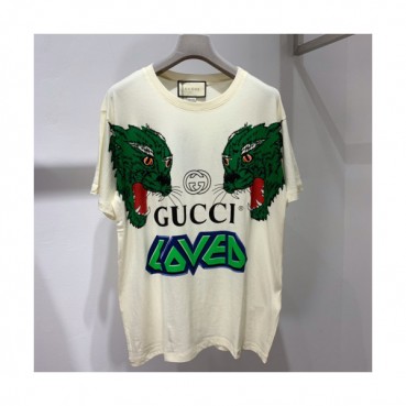 Gucci 2019 Mm/Wm Wolf Logo Cotton Short Sleeved Clothes - 구찌 남자 울프 로고 코튼 반팔티 Guc0330x.Size(xs 
