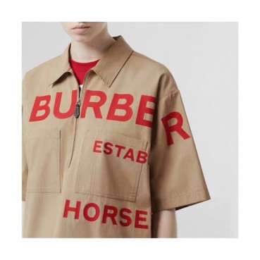 Burberry 2019 Mm/Wm Logo Cotton Zip-up Short Sleeved Tshirt 