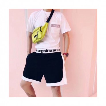Supreme 2019 Mm/Wm Mesh Stripe Pocket Crew - neck Cotton Short Sleeved Tshirt 