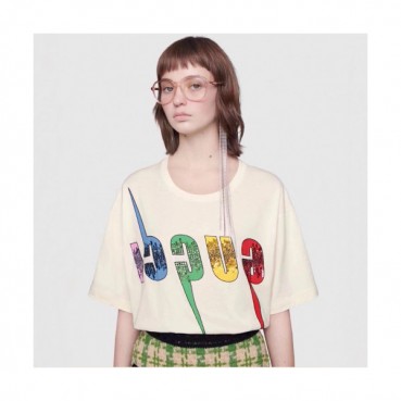 [블링블링]Gucci 2019 Womens Printing Logo Slim Fit Cotton Short Sleeved Tshirt - 구찌 여성 프린팅 로고 슬림핏 코튼 반팔티 Guc01013x.Size(s 