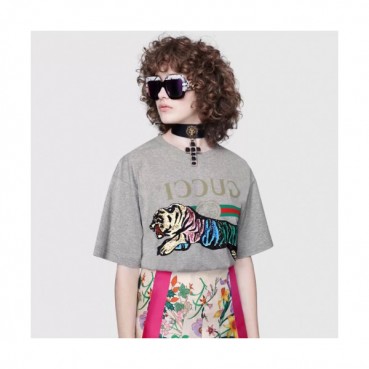 Gucci 2019 Mm/Wm Intarsia Tiger Cotton Short Sleeved Tshirt - 구찌 남자 인타시어 타이거 코튼 반팔티 Guc0992x.Size(xs 