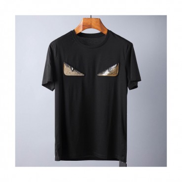 Fendi 2019 Mens Glitter Monster Eyes Short Sleeved T-shirt 
