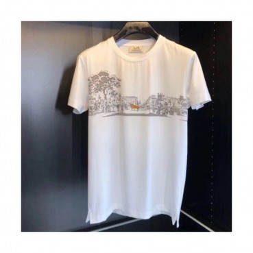 Hermes 2019 Mens Crew - neck Cotton Short Sleeved Tshirt 