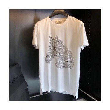 Hermes 2019 Mens Crew - neck Cotton Short Sleeved Tshirt 