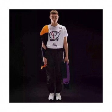 Mocler 2019 Mens Graffit Logo Crew - neck Cotton Short Sleeved T