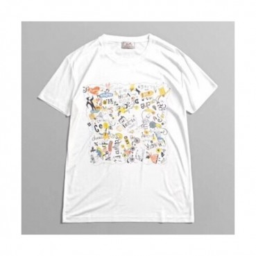 Hermes 2019 Mens Crew - neck Cotton Short Sleeved Tshirt 