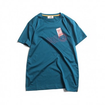 Hermes 2019 Mens Crew - neck Cotton Short Sleeved Tshirt 
