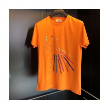 Hermes 2019 Mens Crew - neck Cotton Short Sleeved Tshirt 