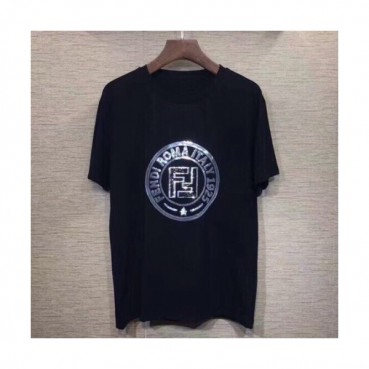 Fendi 2019 Mens Initial Logo Cotton Short Sleeved Tshirt - 펜디 남성 이니셜 로고 반팔티 Fen0129x.Size(s 