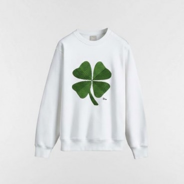 디올 남성 클로버 자수 스웨트 셔츠 - Dior Mens Clover Embroidered Sweatshirt 