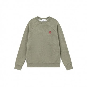 아미 남성 카키 맨투맨 - Ami Mens Khaki Tshirts 