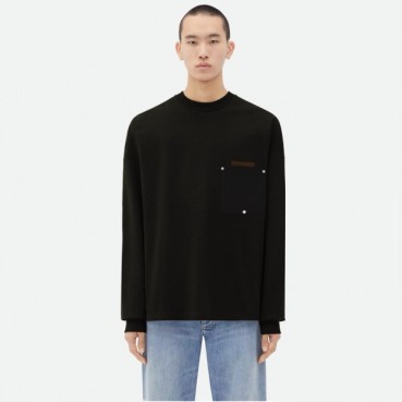 보테가베네타 남성 블랙 맨투맨 - Bottega Veneta Mens Black Tshirts 