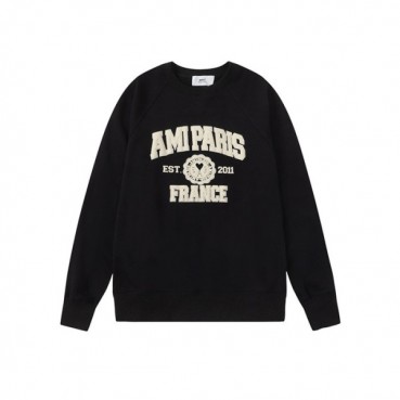 아미 남성 블랙 맨투맨 - Ami Mens Black Tshirts 