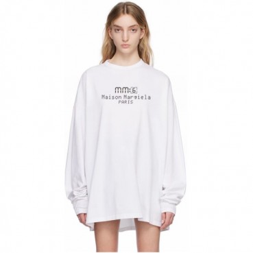 메종 마르지엘라 여성 화이트 긴팔티 - Maison Margiela Womens White Tshirts 