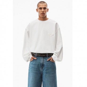 알렉산더왕 남/녀 화이트 긴팔티 - Alexander wang Unisex White Tshirts 