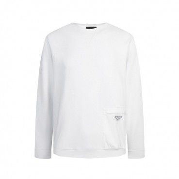 프라다 남성 크루넥 화이트 맨투맨 - Prada Mens White Tshirts 
