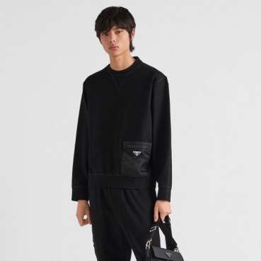 프라다 남성 크루넥 블랙 맨투맨 - Prada Mens Black Tshirts 