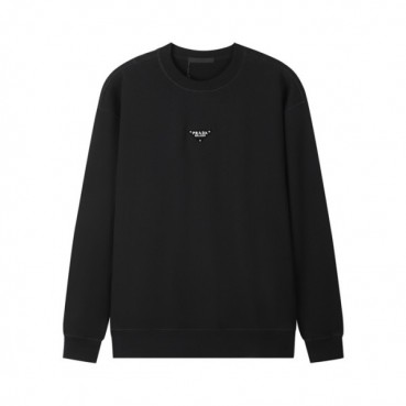 프라다 남성 크루넥 블랙 맨투맨 - Prada Mens Black Tshirts 