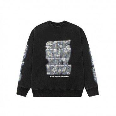발렌시아가 남성 블랙 맨투맨 - Balenciaga Mens Black Tshirts 