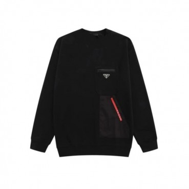 프라다 남성 크루넥 블랙 맨투맨 - Prada Mens Black Tshirts 
