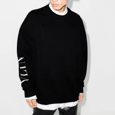 발렌티노 남성 베이직 블랙 맨투맨 - Valentino Mens Black Tshirts 