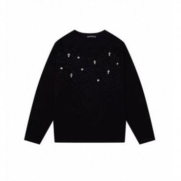 크롬하츠 남성 블랙 맨투맨 - Chrome Hearts Mens Black Tshirts 