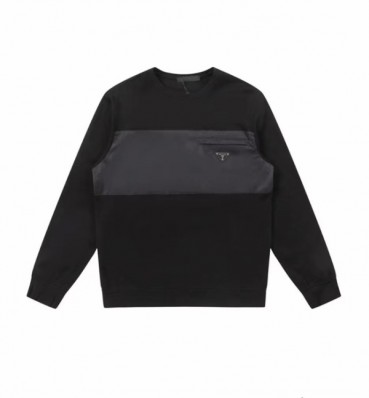 프라다 남자 크루넥 블랙 맨투맨 - Prada Mens Black Tshirts 